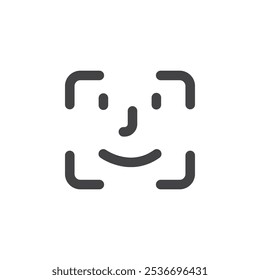 Face id icon Flat simple outline set