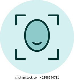 Icono de ID de la cara, ilustración, vector en un fondo blanco.