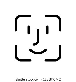 Face id Icon in line style on white. Vector illustration