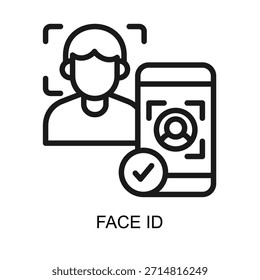 Id de face ícone linha vetor ilustração
