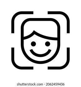 icono de identificación facial o logotipo símbolo de signo aislado ilustración vectorial - iconos vectoriales de estilo negro de alta calidad