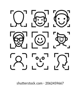 símbolo de identificación facial o logotipo símbolo de signo aislado ilustración vectorial - Colección de iconos vectoriales de estilo negro de alta calidad