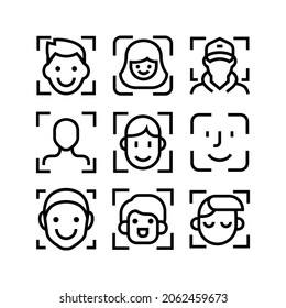 símbolo de identificación facial o logotipo símbolo de signo aislado ilustración vectorial - Colección de iconos vectoriales de estilo negro de alta calidad