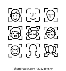 símbolo de identificación facial o logotipo símbolo de signo aislado ilustración vectorial - Colección de iconos vectoriales de estilo negro de alta calidad
