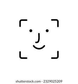 Icono de id. de cara en fondo blanco.