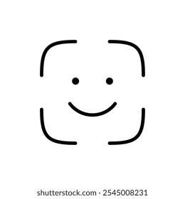 Face id icon Outline set in black and white color