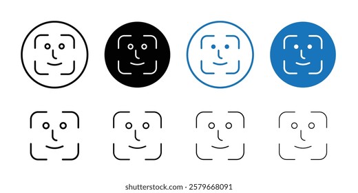 Face id icon Outline thin set pack series