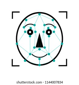 Face id icon. Face recognition. Biometric security system Face scanning. Face authentication. Vector illustration.