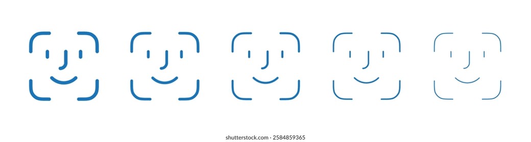 Face id icon Symbol collection thin outline set