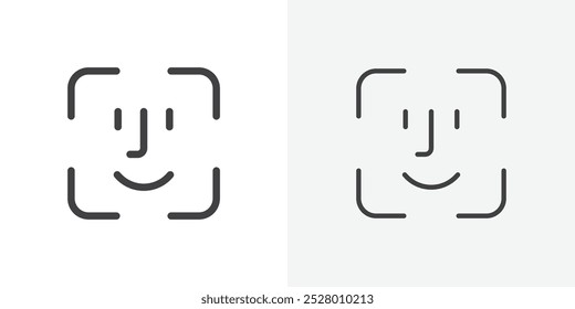 Face id icon vector icon set in black and white color.