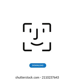 Face id icon vector. Sipmle face id sign