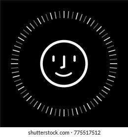 Face id icons. Face scanning process icons. Facial recognition system signs. Facial detection symbols. Vector illustration on white background