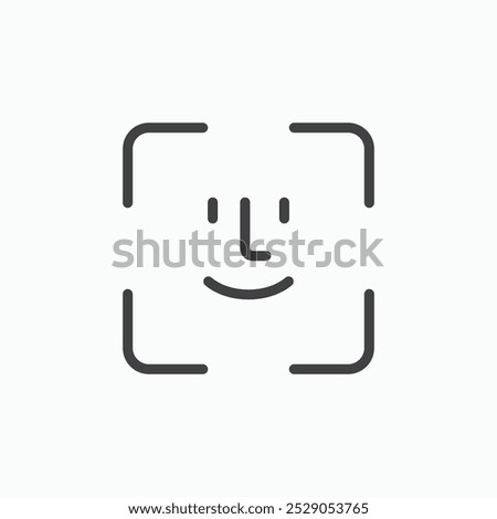 Face id icons set. filled and line illustration