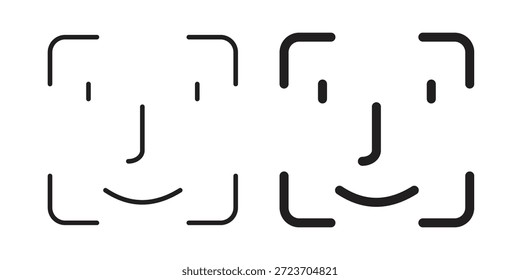 Face id icons vector collection for web designs. flat icons