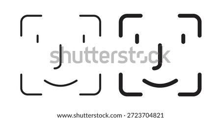Face id icons vector collection for web designs. flat icons