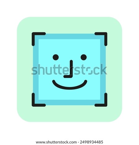 Face ID line icon. Portrait photo, viewfinder, facial recognition. Biometrics concept. Vector illustration can be used for topics like photographing, technology, security