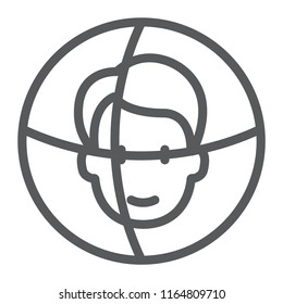 Face ID line icon, face recognition and face identification, face scanning sign, vector graphics, a linear pattern on a white background, eps 10.