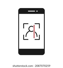 Face id on Phone screen Flat Design Icon