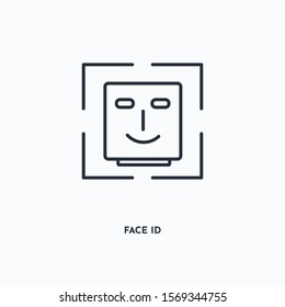 Face id outline icon. Simple linear element illustration. Isolated line Face id icon on white background. Thin stroke sign can be used for web, mobile and UI.