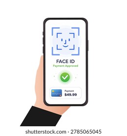 Face ID payment approved. vector illustration