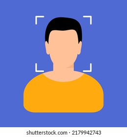 Face ID, face recognition. Facial biometric identification system scanning concept. Modern technologies using biometric data of users, facial authorization as password, vector flat illustration