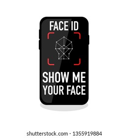 face id recognition icon on empty background vector