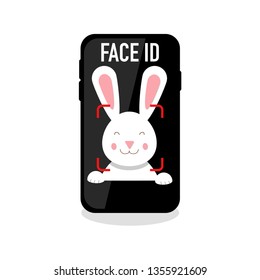 face id recognition icon on empty background vector