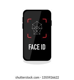 face id recognition icon on empty background vector