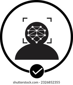 Face ID scan icon. Face identification symbol.  Face scanning process sign. flat style.