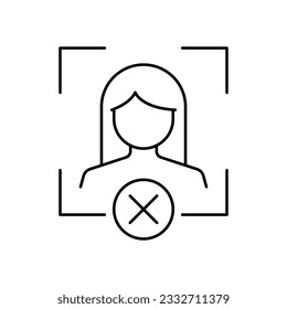 Die Gesichtserkennung wurde vom Symboldesign abgelehnt. einzeln auf weißem Hintergrund. Vektorgrafik
