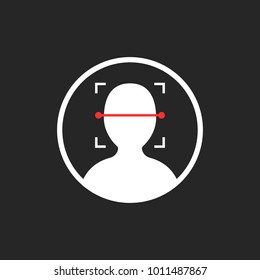 face id scanner icon isolated on black. concept of facial scanning like recognize person or futuristic virtual reality access sign. flat simple style trend modern logotype graphic design element