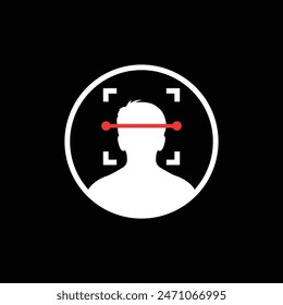 face id scanner icon isolated on black. concept of facial scanning like recognize person or futuristic virtual reality access sign. flat simple style trend