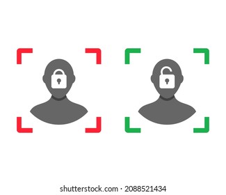 Face id scanner icon. Lock,and unlock. Illustration vector