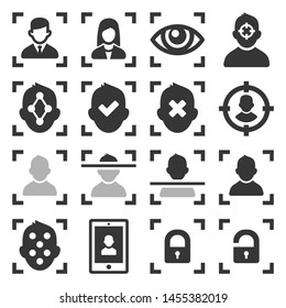 Face ID Scanning Icons Set on White Background. Vector