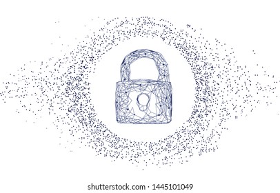 Face id technology. Trendy Innovations cyborg systems.  Innovations systems identifications and development computers software industry. Poligon personal encryption protection.