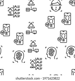 Face Id Technology Vector Seamless Pattern Thin Line Illustration