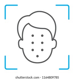 Face ID thin line icon, face recognition and face identification, face scanning sign, vector graphics, a linear pattern on a white background, eps 10.