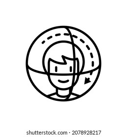 Icono de línea delgada de ID de cara. Ilustración vectorial moderna de la autenticación de seguridad.