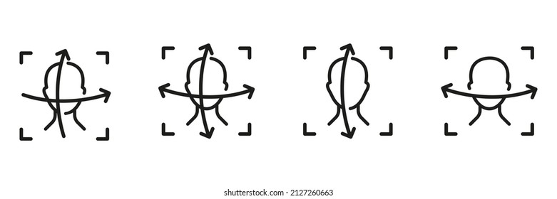 Face id, turn your head. Vector set icons