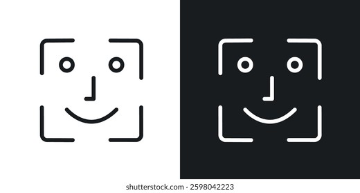 Face id vector icon set in black and white color.