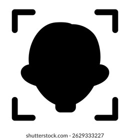 Face Identification Fill Icon. Black and White Face scan Symbol