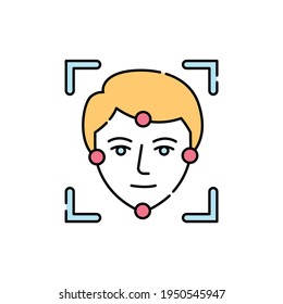 Face identification сolor line icon. ID and verifying person. Pictogram for web page, mobile app, promo. UI UX GUI design element. Editable stroke.