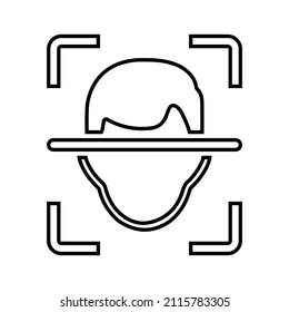 Icono de cara, identificación, línea de escaneo. vector de contorno.