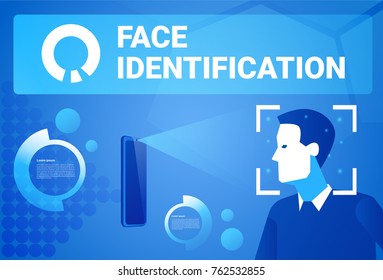 Face Identification Smart Phone Scan Male Face Modern Access Control Technology Recognition System Concept Vector Illustration