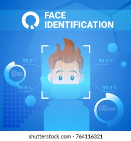 Face Identification Technology Scannig Man Access Control System Biometrical Recognition Concept Vector Illustration