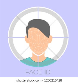 Face identification technology as seen in mobile application in vector