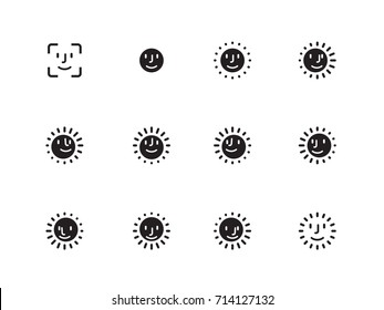 Face Identification and Unlock vector icons on white background. Vector illustration.
