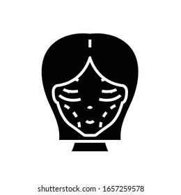 Icono negro de enfermedad facial, ilustración conceptual, símbolo plano vectorial, signo de glifo.