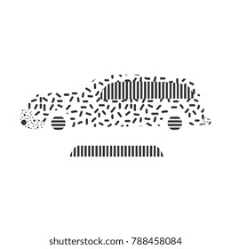 Face illustration art of memphis style. Can be seen also as old car but forming a cute face.