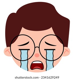 Face Illustration of Crying Little Boy
